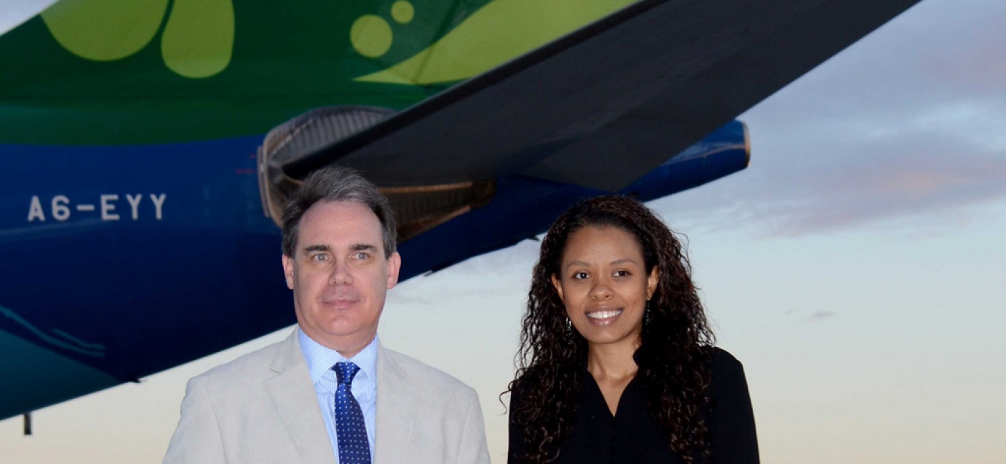 Roy Kinnear, Chief Executive Officer Air Seychelles, and Sherin Naiken, Chief Executive Officer Seychelles Tourism Board cut the ribbon to celebrate the nonstop service between Seychelles and Paris
